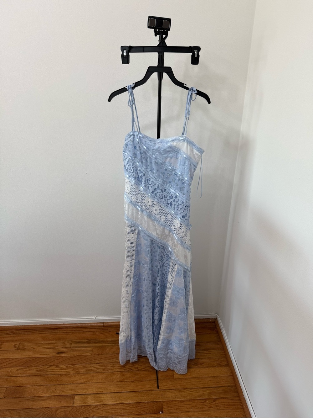 Altar'd State Pale Blue Lace Maxi Dress with White Insets - Picture 4 of 6